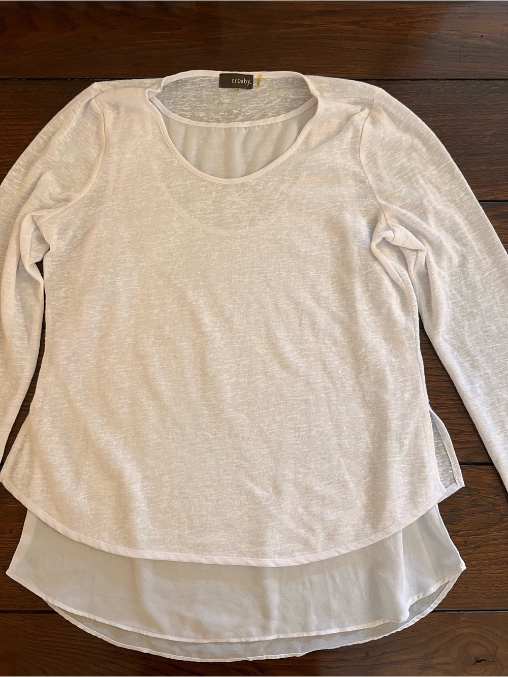 Crosby. White Long Sleeve Top. Size M - Picture 3 of 8